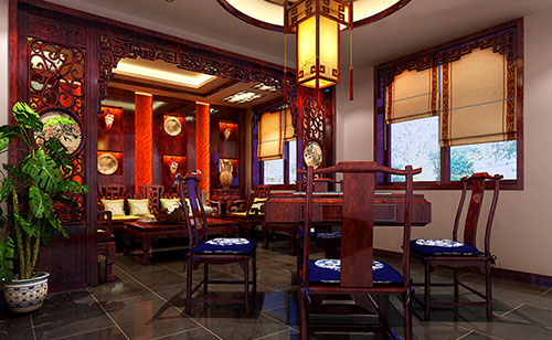 汉寿古典中式风格茶楼包间设计装修效果图