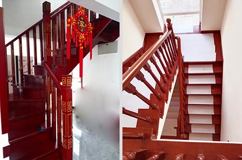 汉寿自建别墅中式实木楼梯全屋定制设计效果图